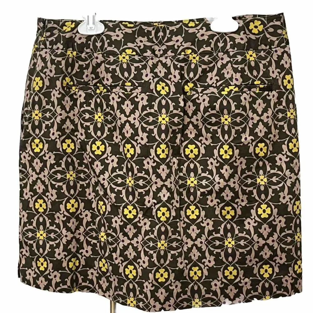 Lizgolf Athletic Skort Floral Sportswear Womens Sz 8 Olive Green Trimmed Lined - Picture 3 of 6